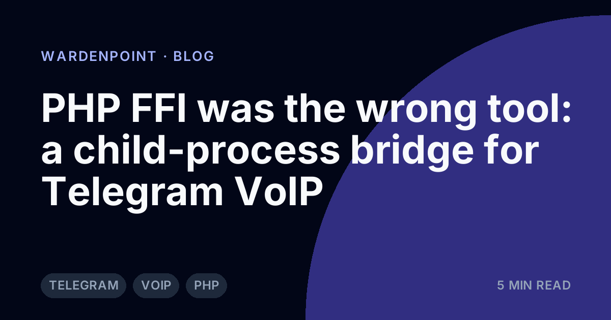 PHP FFI was the wrong tool: a child-process bridge for Telegram VoIP